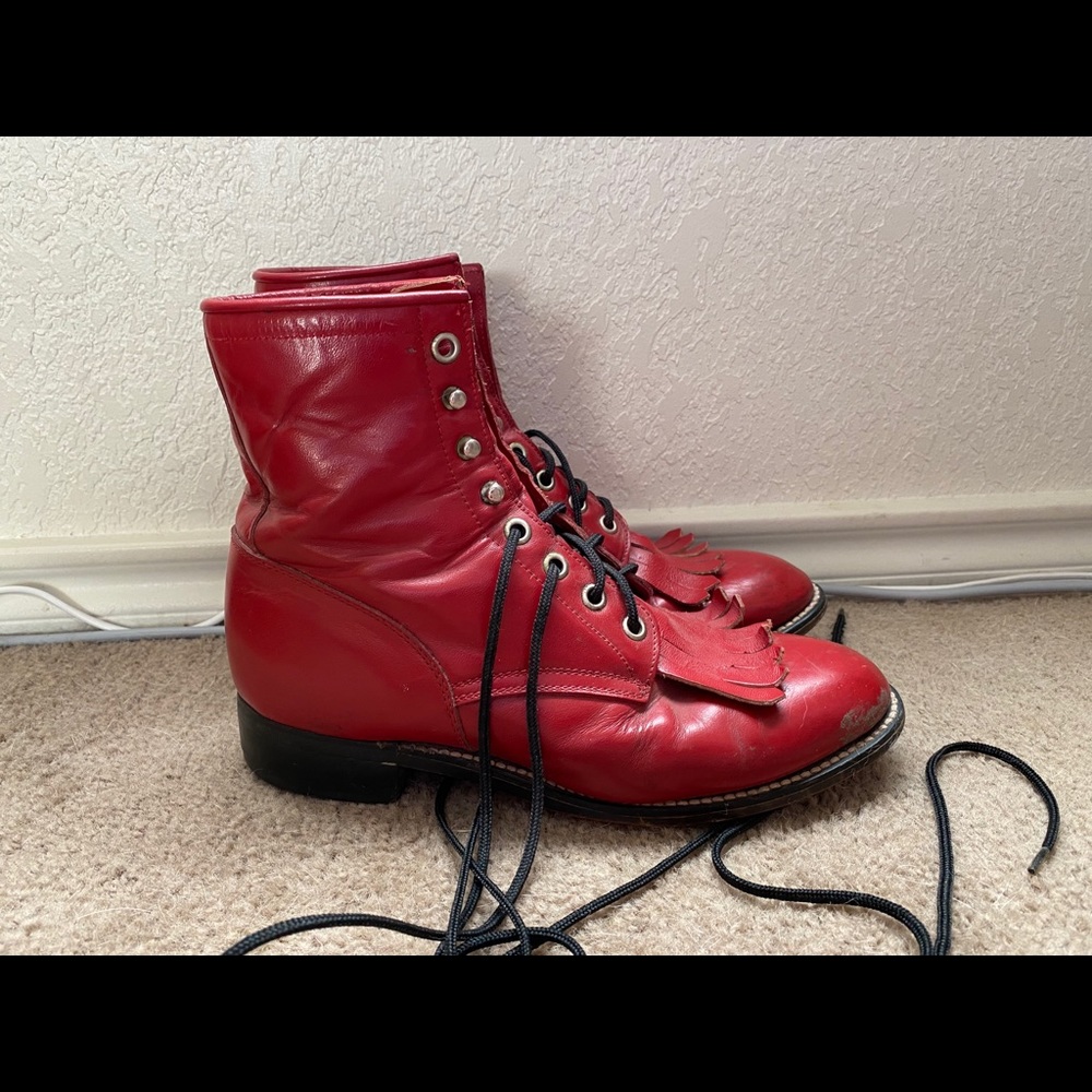 Red Justin boots